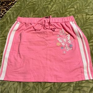 SHEIN Pink Butterfly Embroidered Mini Skirt